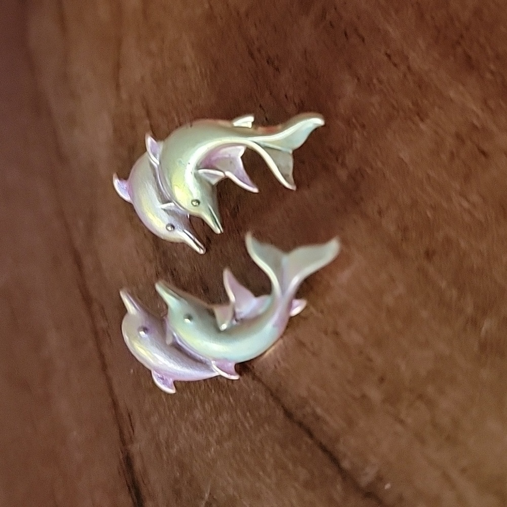 Dolphin Rose Gold Tone Gold Tone Post Earrings